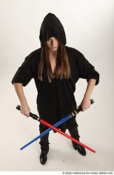 ANGELIA STANDING POSE WITH LIGHTSABERS
